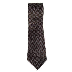 Aquascutum Necktie Brown Paisley Silk Made in England OS
